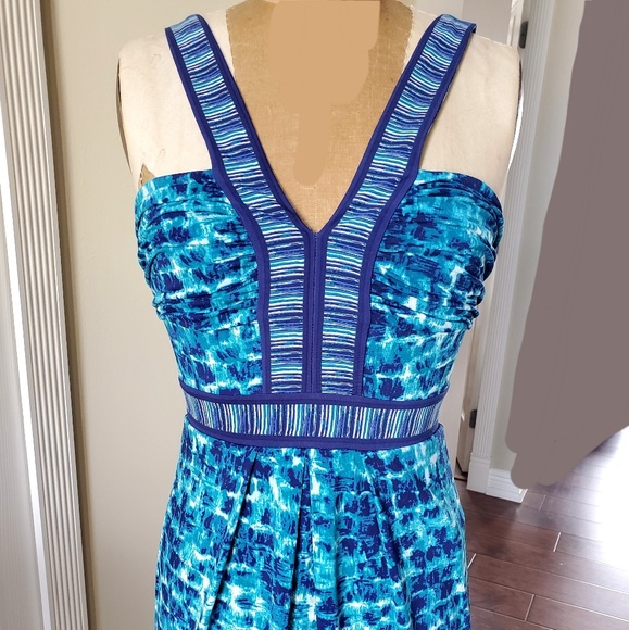 BCBG size XS blue watercolor dress - Picture 2 of 8